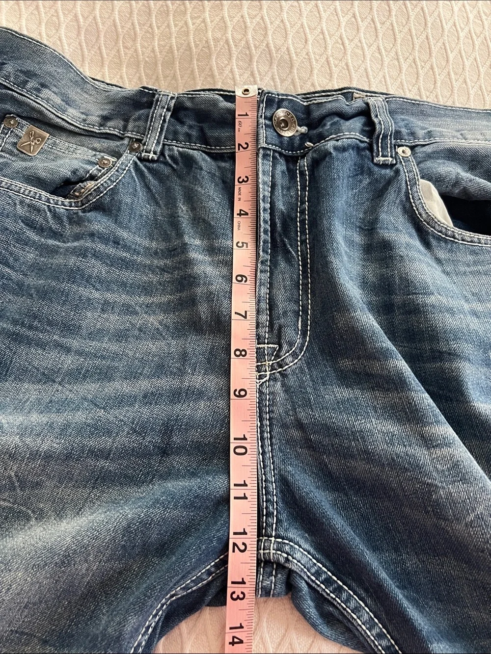 Marc Ecko Men's Distressed Medium Blue Relaxed Jeans